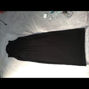 Long black open neck cut dress